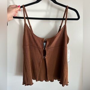 Urban Outfitters brown open-front tank top, size large, brand new with tags